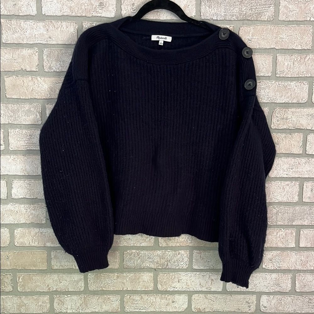 Madewell Wool Blend Knit Button Sweater- Size L